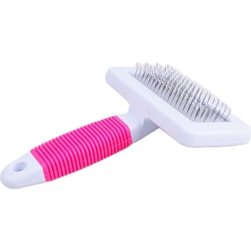Pet Hair Removal Needle Comb Beauty Massage Comb Fur Cleaning Brush Red Non-slip Handle Cat and Dog Comb Hair Not Knotted