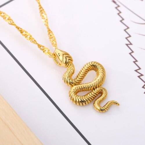 Stainless Steel Snake Pendant Necklace Goth Choker Collares Chain Gold Chain Female Jewelry Gifts Collier Bijoux