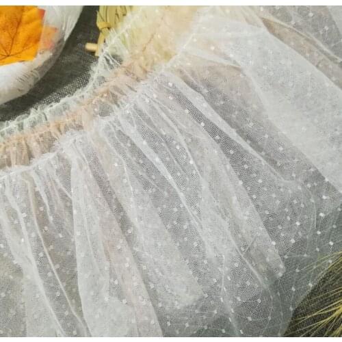 1Yards Tulle Embroidery Lace Fabric Applique Dot Trim Ribbon 20cm Guipure Lace Trim For Sewing Wedding Lace Dress dentelle LE38