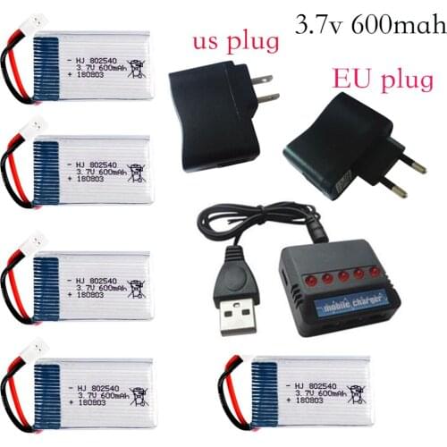 5PCS For Syma X5 X5C X5S X5SC X5SW 3.7V 600mAh Lipo Battery Pack + 5 in1 charger for RC quadcopter Remote controlled aircraft