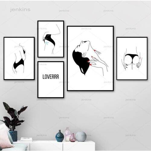 Black White Girl Body Wall Art Canvas Painting Nordic Posters and Prints Landscape Wall Pictures for Living Room Home Decor