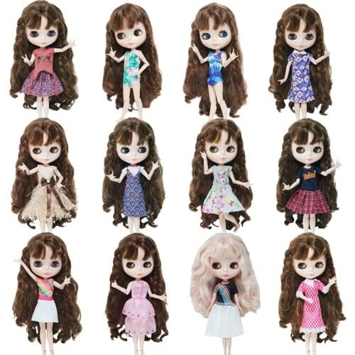 BJDBUS Doll Clothes for Blythe Doll Cute Outfit Summer T-shirt Blouse Skirt Mini Gown Short Pants Daily Wear Doll Accessories