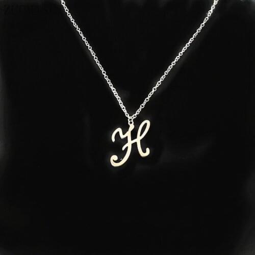 New Tiny Old English Initial Necklace A-Z Letter Pendants All 26 English Cursive Monogram Custom Name Letters Necklaces