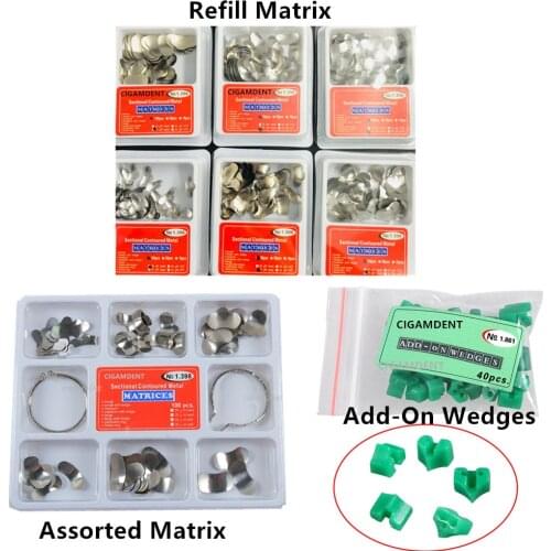 Dental Matrix Bands Sectional Contoured Matrices Wedges Refill Large Medium Small Composite Resin Filling Instruments