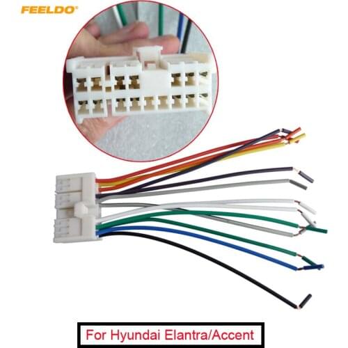 FEELDO 1Pc Car Audio Stereo Wiring Harness Adapter Plug For Hyundai/KIA(01~05) Factory OEM Radio CD/DVD Stereo #AM-2742