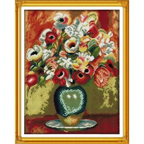 Joy Sunday Gorgeous Vase (2) Kittens Chinese Cross Stitch Kits Ecological Cotton Clear Stamped DIY Wedding Decoration For Home