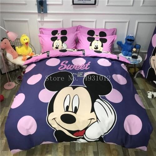 Pink Dot Minnie Mouse Thick Winter Warm Bedding Sets Girls Bedroom Decor Cotton Duvet Cover Set Birthday Gift for Preschool