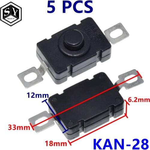 5pcs KAN-28 1.5A250V Flashlight Switches Self Locking SMD Type 18 x 12mm Push Button Switches 1812-28A