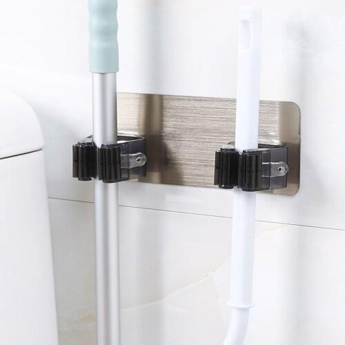 Self Adhesive Multi-Purpose Hooks Wall Mounted Mop Organizer Holder RackBrush Broom Hanger Hook Kitchen Bathroom Strong Hooks