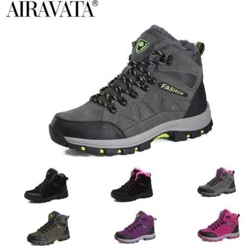 Newbeads Mens and Womens Lace Up Couple Snow Boots Waterproof High Top Climbing Hiking Warm Plush Cotton-Padded Outdoor Shoes