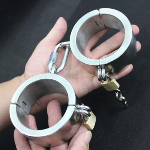 Sex Bracelets Stainless Steel Handcuffs Bondage Restraints Metal Fetish Lock Hand Cuff Adult Game Sex Toy for Couples G7-6-45