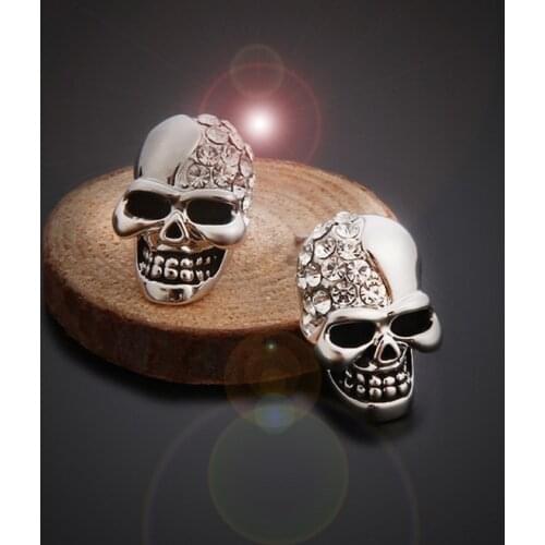 Punk Stainless Steel Skull Stud Earrings for Women Statement Halloween Jewelry Unusual Ear Accessories boucle oreille femme