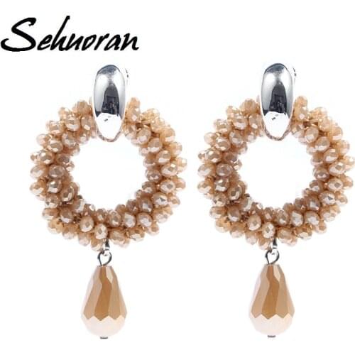 2017New hot sale earings Long For Woman with Copper round and crystal oorbellen statement drop earrings pendants