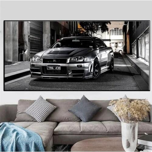 Modern Art Canvas Painting Hd Print Frameless Sports Car Nissan Skyline Gtr Car Picture Bedside Home Decoration Wall Art Poster
