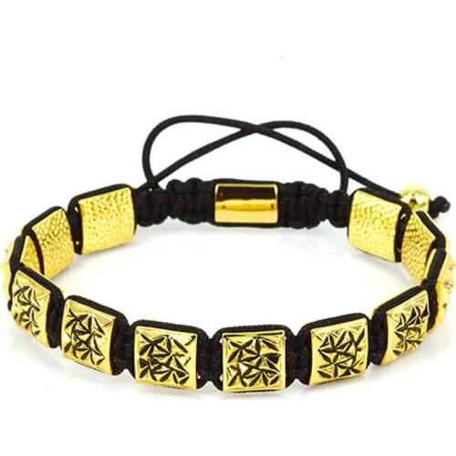 Vintage Men Bracelet Charm Braiding Bracelet Pave Special Pattern Square Beads Macrame Luxury Bracelets For Women Pulseras Mujer