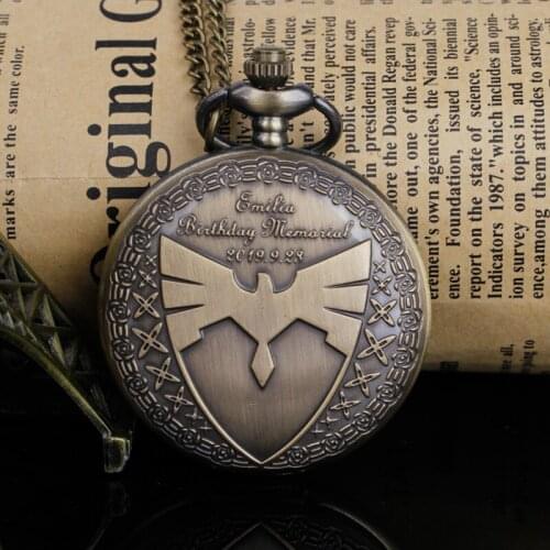 Vintage Unique Design Shield Theme Quartz Pocket Watch Pendant Necklace Pocket Watch Chain Boys and Girls Souvenir Gift