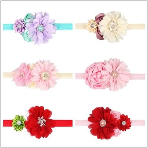 New Fashion Hot children kids girls pearl diamond flowers Headband Headwear Hair Band Head Piece Accessories 1pc HB123