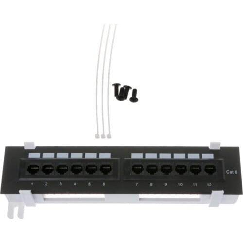 12 Port CAT6 Patch Panel RJ45 Networking Wall Mount Rack Mount Bracket