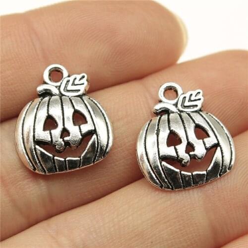 20pcs 17x19mm Antique Metal Alloy Halloween Charms Terror Smile Pumpkin Jewelry Charms DIY