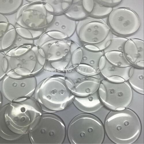 200pcs 25mm Clear Transparent Resin Round Buttons 2 Holes Sewing Shirt Button Garment Accessories