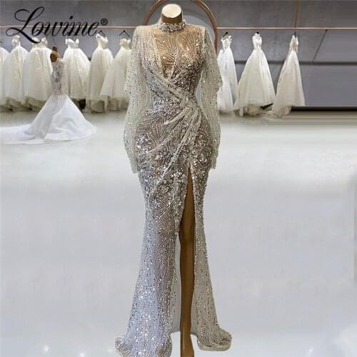 2021 Plus Mermaid Evening Dresses Illusion Long Sleeves See Through Sequins Dubai Kaftans Celebrity Party Dresses Prom Gown