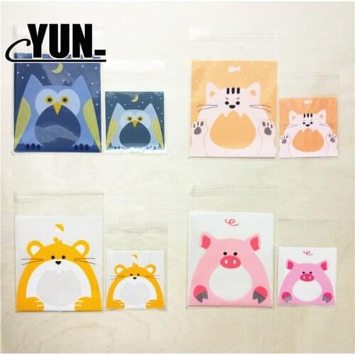 50pcs Cartoon Animal Snack Gift Bag Pet Biscuits Cat Pig kids Birthday Party Favors and Gifts Candy Ziplock Greedy Supplies 6D
