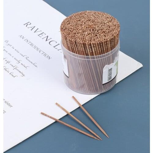 800Pcs Bamboo Charcoal Toothpicks Single Pointed Tip Hotel Restaurant Fruit Fork Pick Cylinder Bamboo Wood Toothpicks