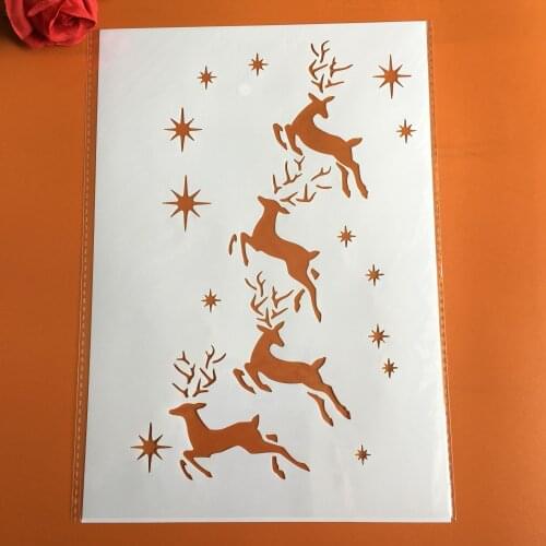 A4 29 * 21cm Christmas deer DIY Stencils Wall Painting Scrapbook Coloring Embossing Album Decorative Paper Card Template,fabric