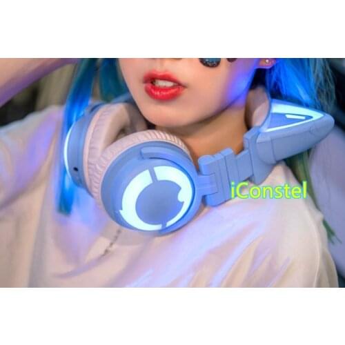 Orignal YOWU 3S Cat ears Lolita Blue Wireless bluetooth headset 12 colors RBG LED Luminescence Comics game headphone for girl