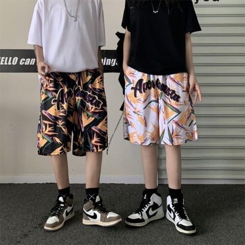Jogger Tide Ins Harajuku Style Cartoon Printed Letter Pants MenS Summer Korean Fashion Loose Wide-Leg Sports Pants Women 2021