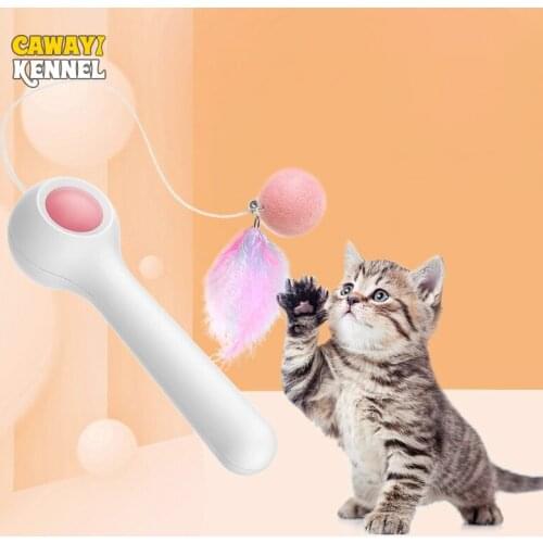 Cawayi Kennel Pet Cats Toys Ball Shape Gravity Automatically Retractable Funny Cat Stick Feather Fairy Stick Pet Supplies D2175