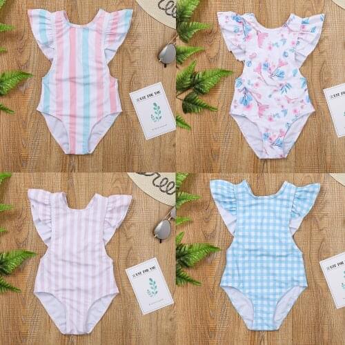 3~8Y Toddler Baby Girls SwimWear One Piece Girls SwimSuit with Hat Children SwimWear Kids Beach Wear Girls Bathing Suit