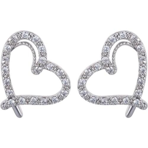 Europe and America Jewelry Fashion Christmas Gift Heart Shaped Stainless Steel Stud Earrings GLE3688