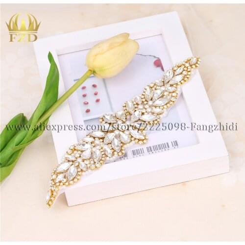 FZD(30 pieces)Handmade Beaded Sew On Hot Fix bridal rhinestones belts crystal sashes for bachelorette party wedding dresses