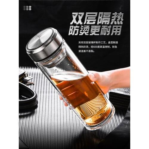 Large capacity 1000ml commercial kettle double-layer glass heat-resistant Kettle with tea leak filter leak-proof sports cup