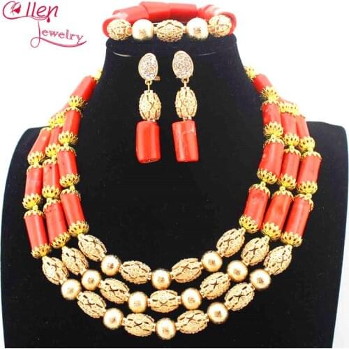 New African Beads Jewelry Set Nigerian Wedding beads jewelry sets Indian Costume Bridal beaded Necklace Set E1137