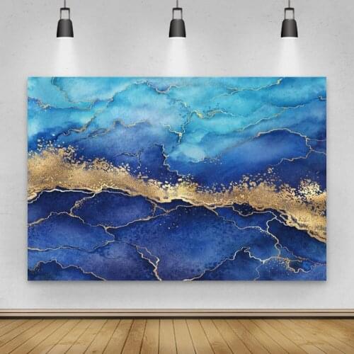 Laeacco Golden Blue Gradient Marble Wall Portrait Newbron Photography Backdrop Background Photophone For Photo Studio Photophone