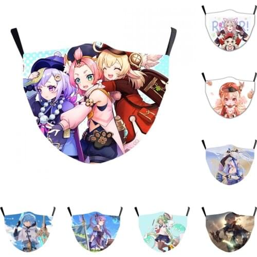 Anime Genshin Impact Cosplay Costume Kids Face Mask Adult Dustproof Washable Masks Prop Halloween