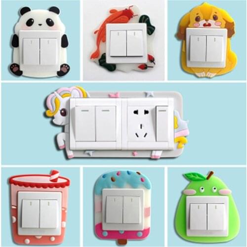 Cute Animals Light Switch Sticker Switch Cover Socket Wall Sticker Switch Decorative Luminous Sticker Cartoon Room Decor