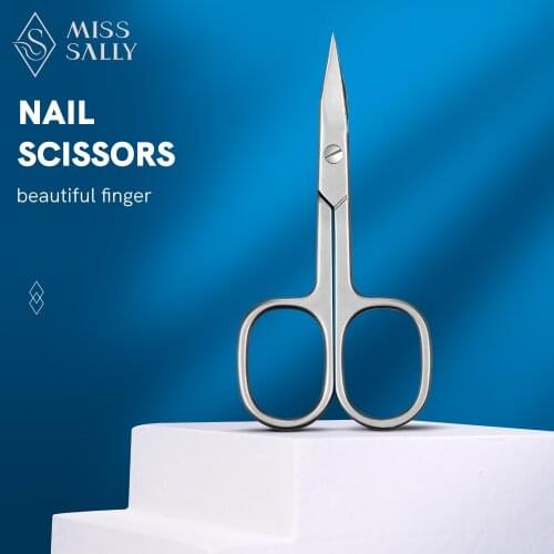 Miss Sally Professional Eyebrow Scissors Stainless Steel Curved Blade Manicure Pedicure Beauty Cuticle Scissors for Nail