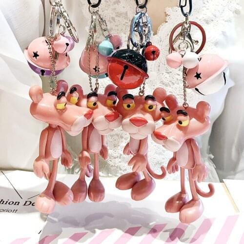 Fashion Exquisite Gift Keychain Lovely Cartoon Pink Panther Doll Backpack Decoration Bag Pendant Car Keys Accessories Keyring
