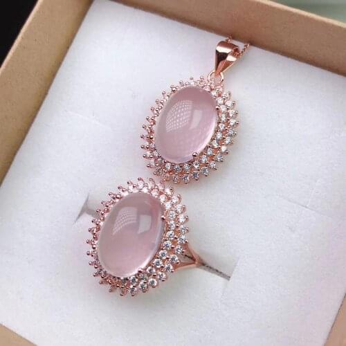 Natural Powder Crystal Suit, Ladys Ring, Granular Crystal, Womens Necklace, 925 Silver, Hibiscus, Beautiful Colors