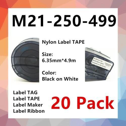 20PK BMP21 M21 250 499 Nylon Label Ribbon For BMP21 PLUS BMP21 LAB Printer Black On White label maker label tape 2.5″ * 4.9m