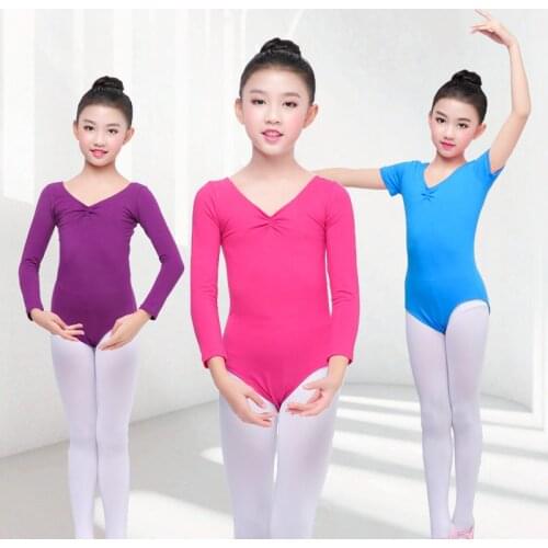 2021 NEW Children Kids Pink Cotton Short/Long Sleeve Bodysuit Купальнік Leotard Clothes Girls Ballet Dance Gymnastics Dancewear
