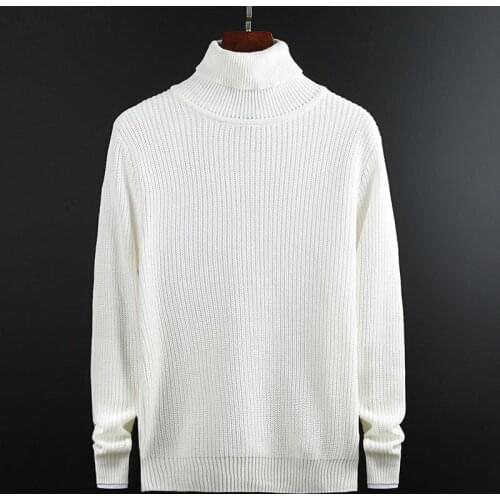 Autumn White Turtleneck Sweater for Boy Thick Warm Oversized Knitted Sweater Winter Long Sleeve Top Male Casual Pullover Men Xxl