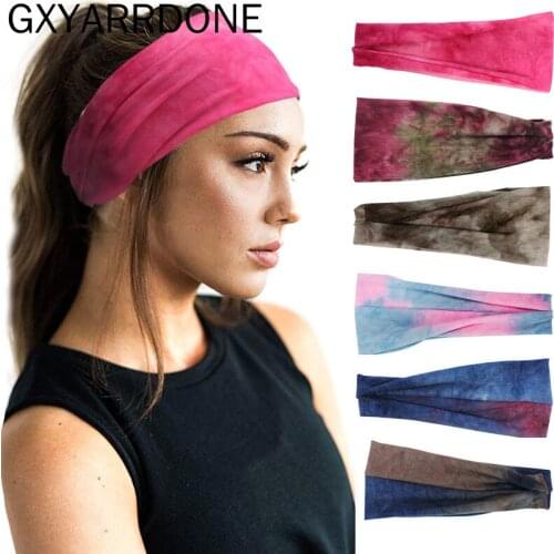 2020 Tie-dye Cotton Fabric Headbands Women Twist Elastic Hairbands Sport Headband Yoga Turban Headwrap Girls Hair Accessories