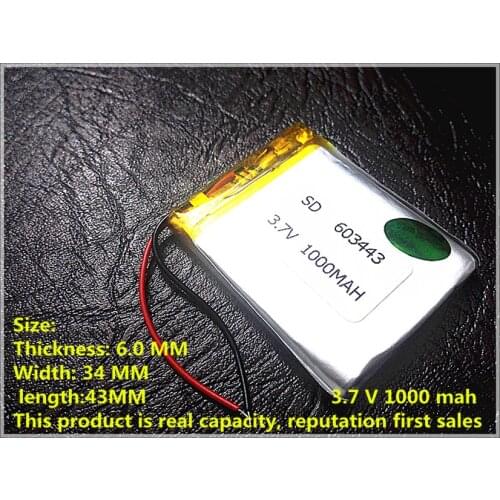 Manufacturers supply lithium polymer battery PL603443 1000MAH 3.7V -capacity lithium battery