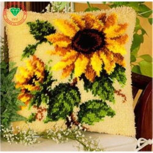 Sunflower Pillow Needlework cushion Craft Diy pillowcase embroidery Patchwork Yarn carpet embroidery Stitch Thread embroidery