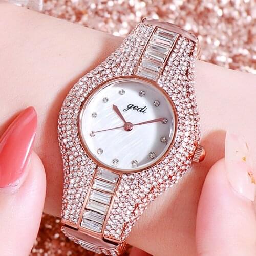 Top Diamond Crystal Dial Steel Belt Womens Watch High End Fashion Waterproof Quartz Wrist Watch Gift for Wife Relogio Feminino