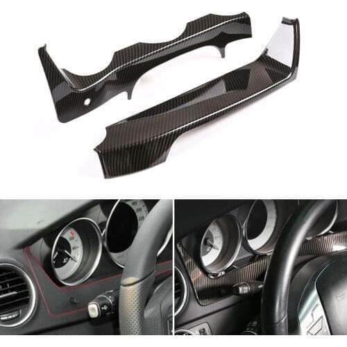 Car Styling Carbon Fiber texture Steering Wheel Dashboard Panel Cover Frame Trim For Mercedes Benz C Class W204 2011 2012 2013